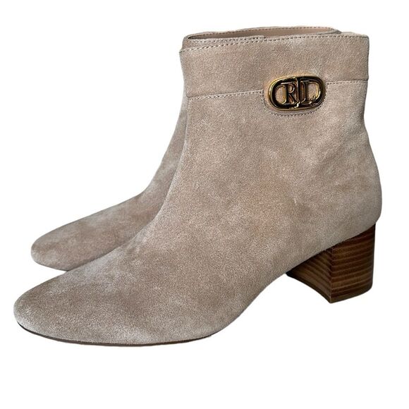 Ralph Lauren Women Wynne Suede Booties Beige Size 10 - Picture 1 of 13